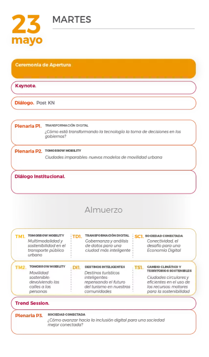 Smart City Expo LATAM Congress Programa principal preliminar 23 de mayo